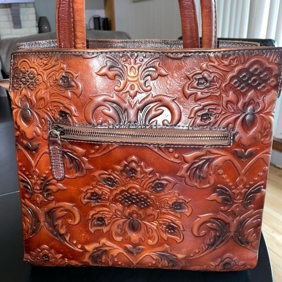 Genuine Leather Purse Handbag Vintage Embossed Tote Crossbody Shoulder Satchel - Picture 3 of 13